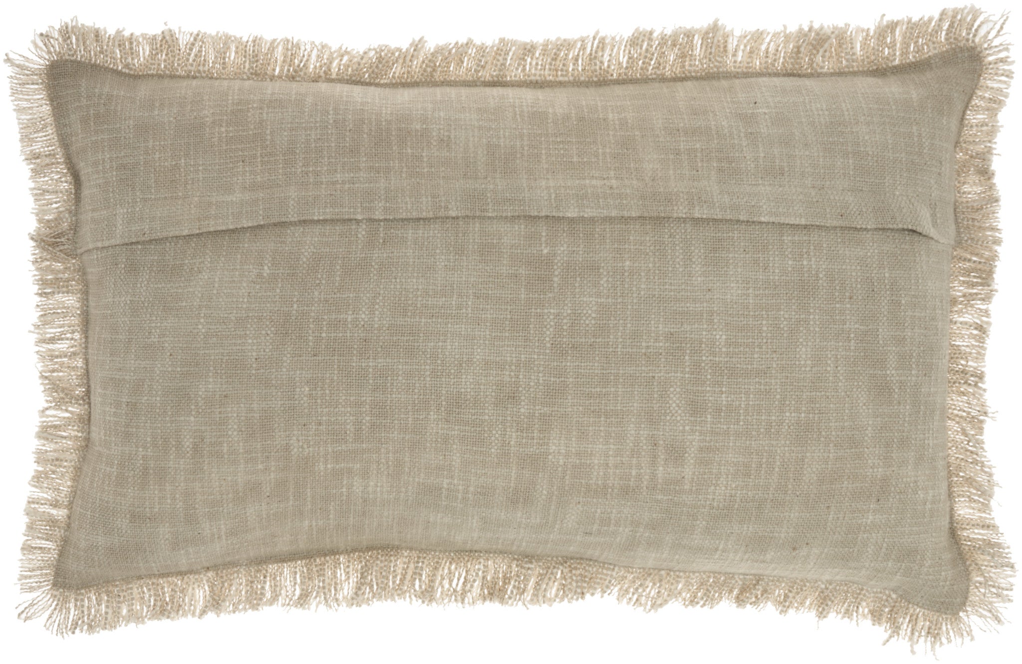 24" X 14" Taupe Linen Cotton Zippered Pillow With Fringe