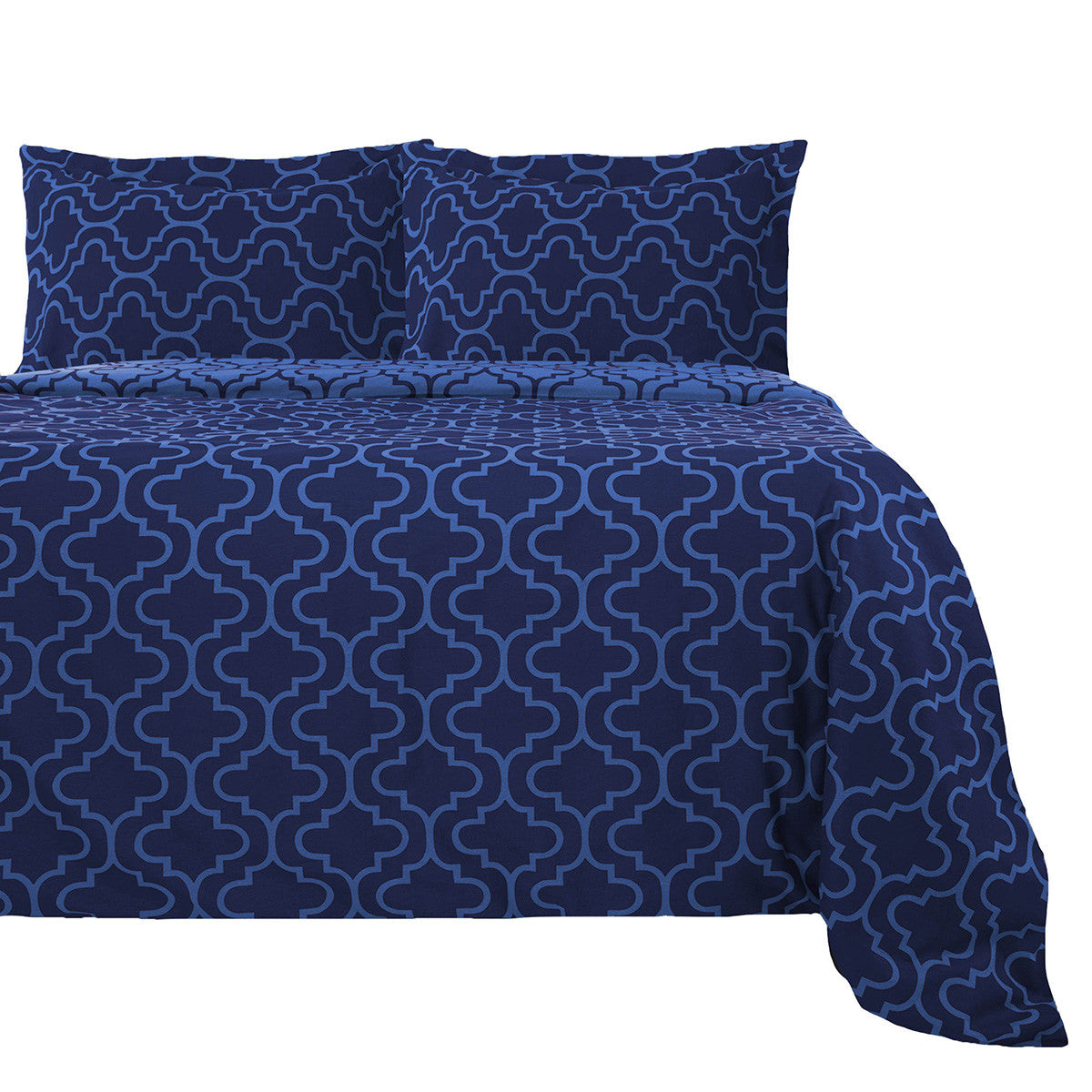 Navy Blue Twin Cotton Blend Thread Count Washable Duvet Cover Set