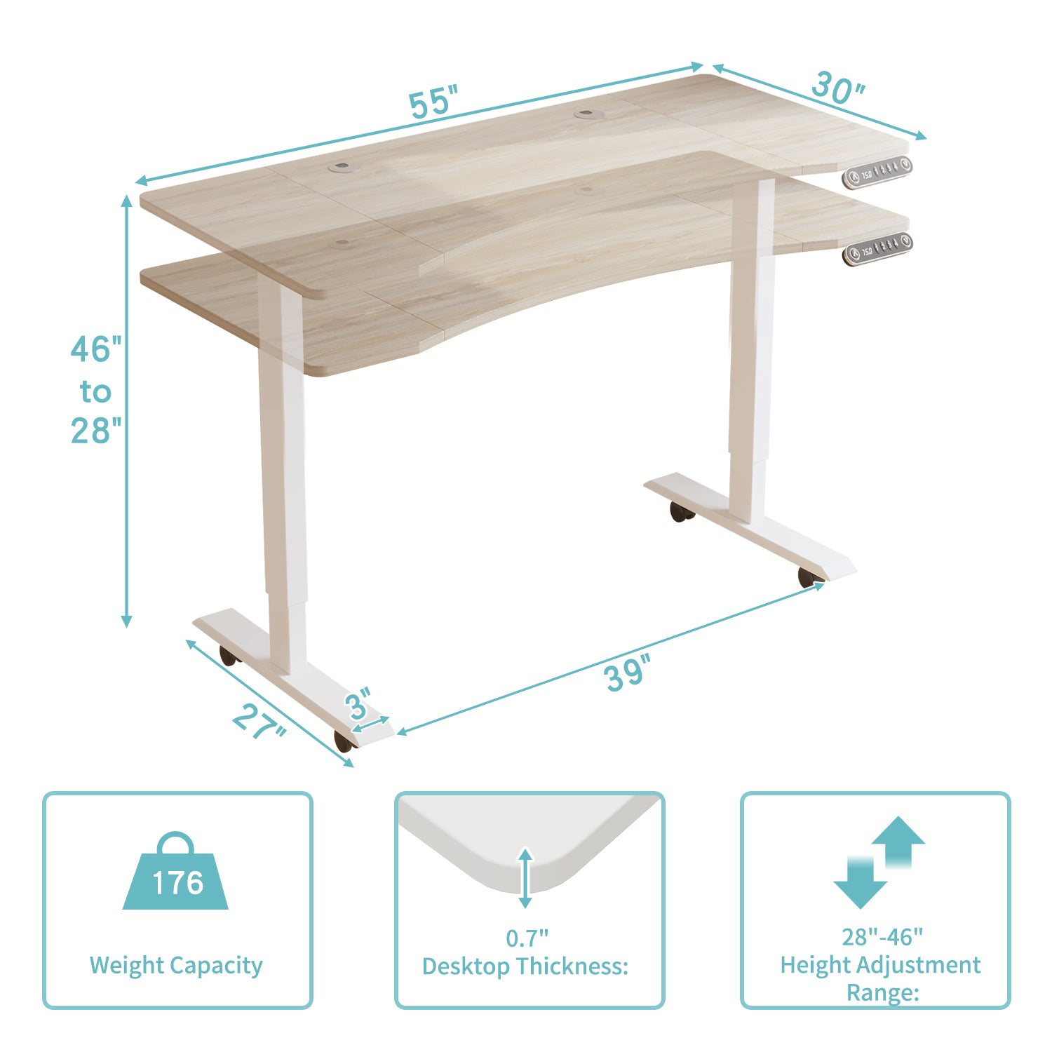 55" Adjustable White