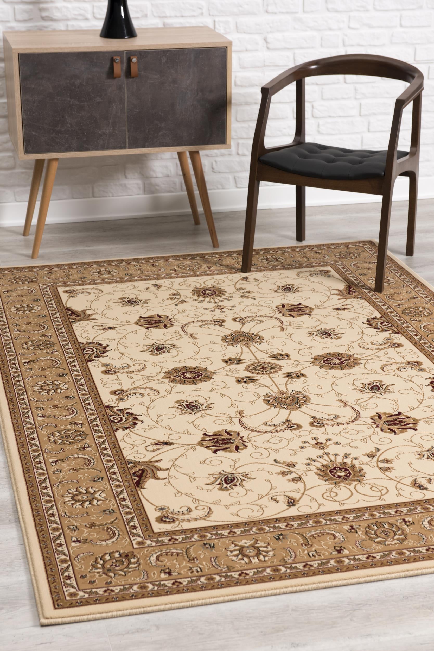 10' X 13' Cream Oriental Washable Non Skid Area Rug