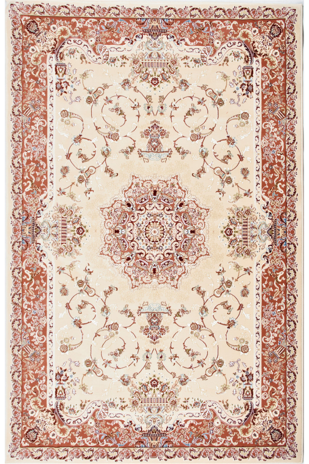 10' X 13' Cream Oriental Washable Non Skid Area Rug