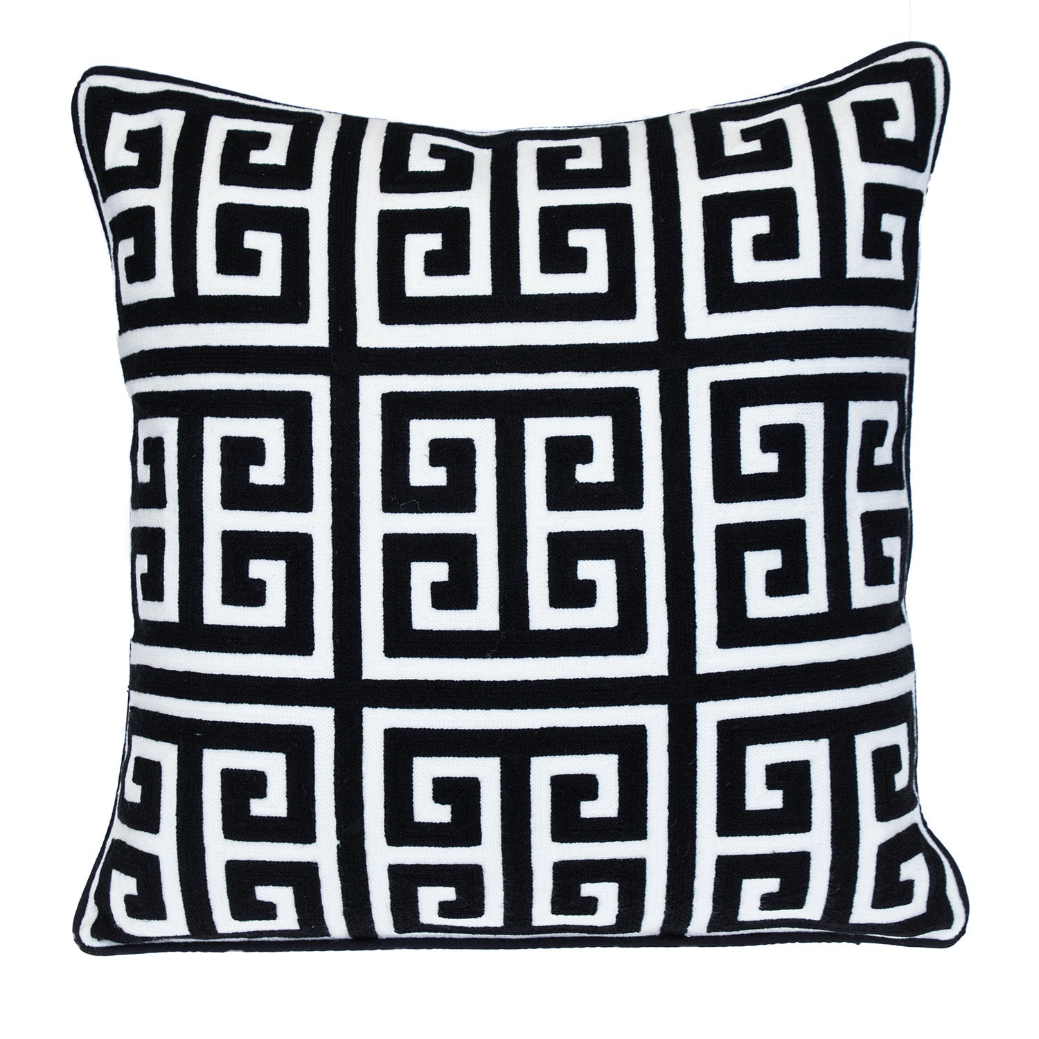 18" X 18" Black 100% Cotton Interlocking Zippered Pillow