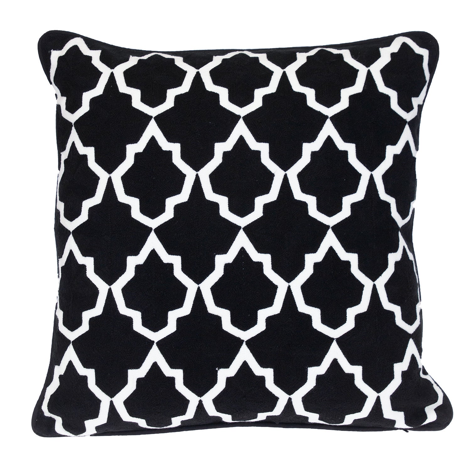 18" X 18" Black 100% Cotton Geometric Zippered Pillow