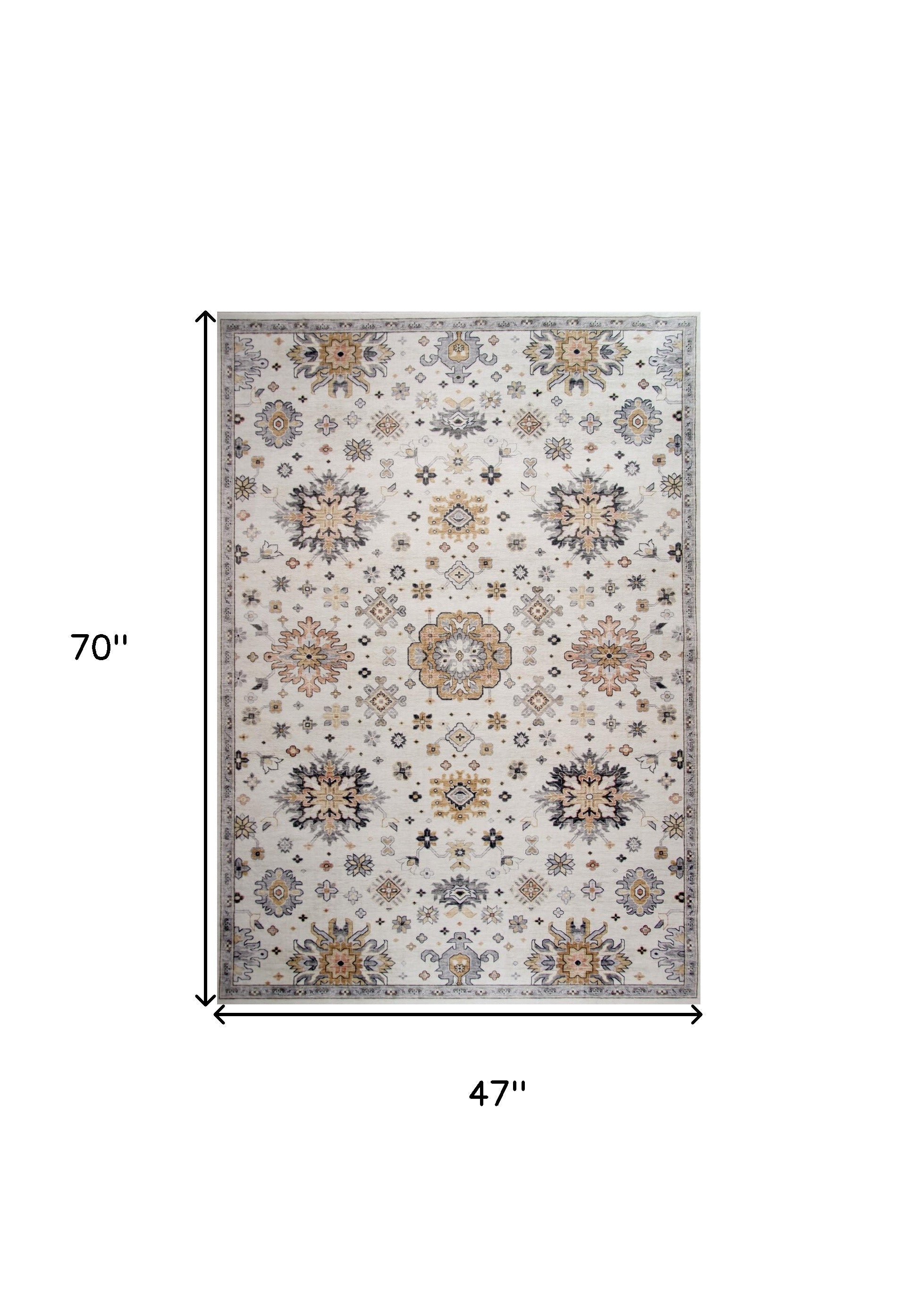 4' x 6' Cream Floral Area Rug