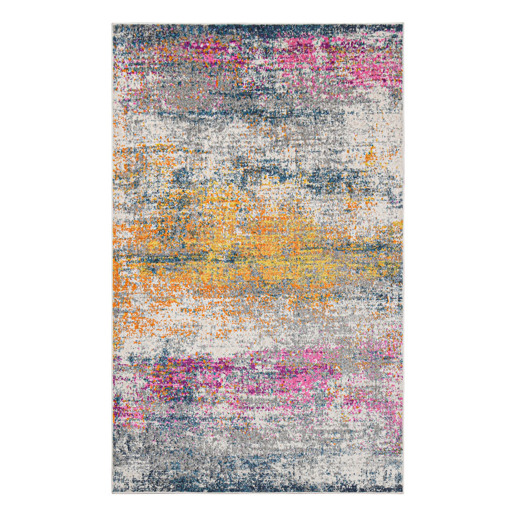 8' x 11' Pink and Orange Abstract Power Loom Area Rug