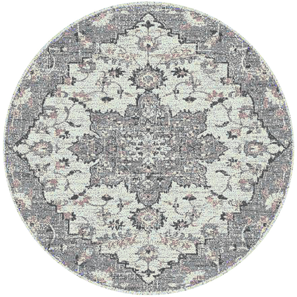 8' x 11' Gray Medallion Power Loom Area Rug