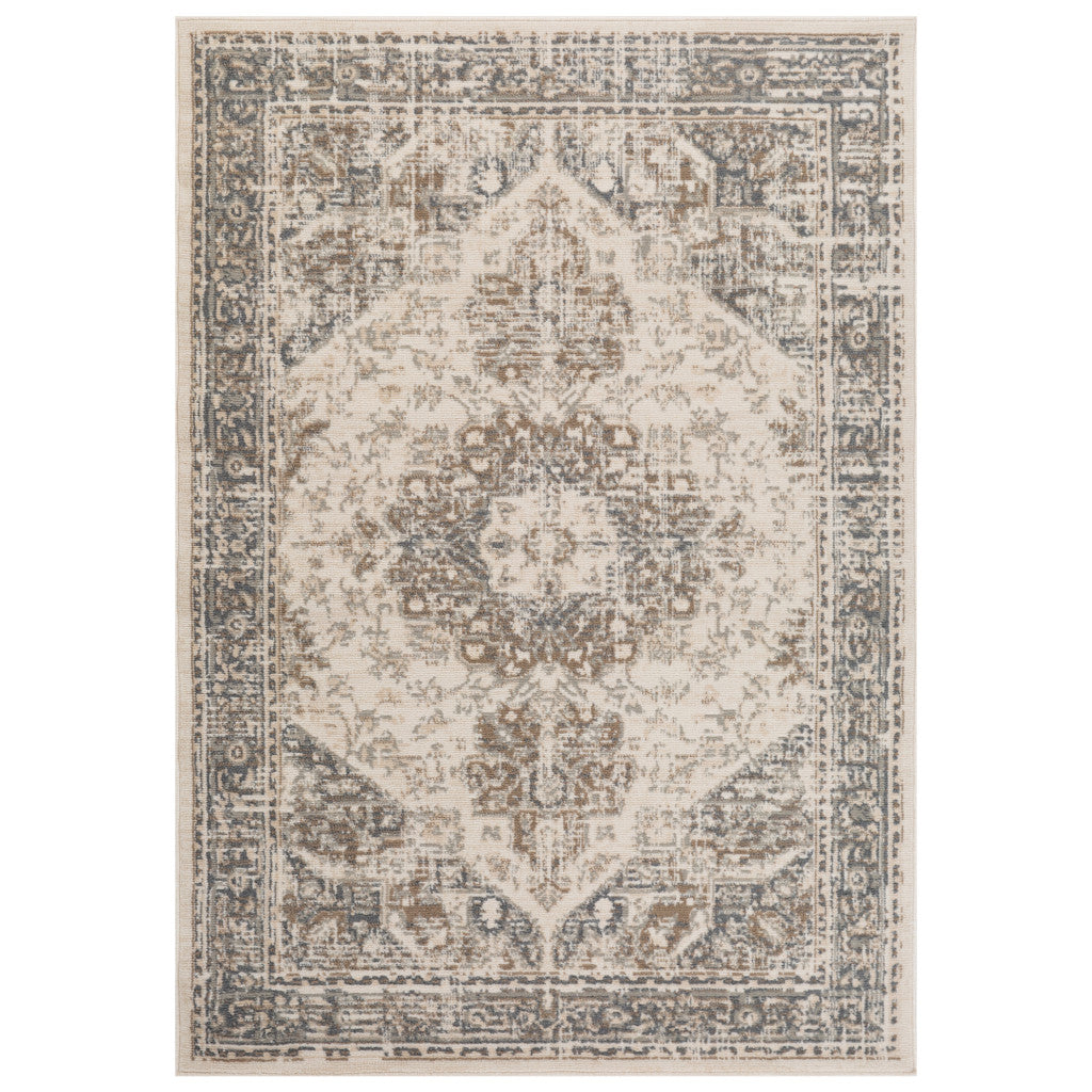 2' x 3' Beige Medallion Power Loom Area Rug