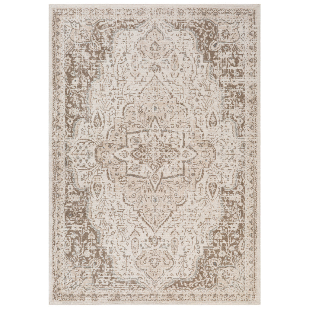 2' x 3' Cream Medallion Power Loom Area Rug