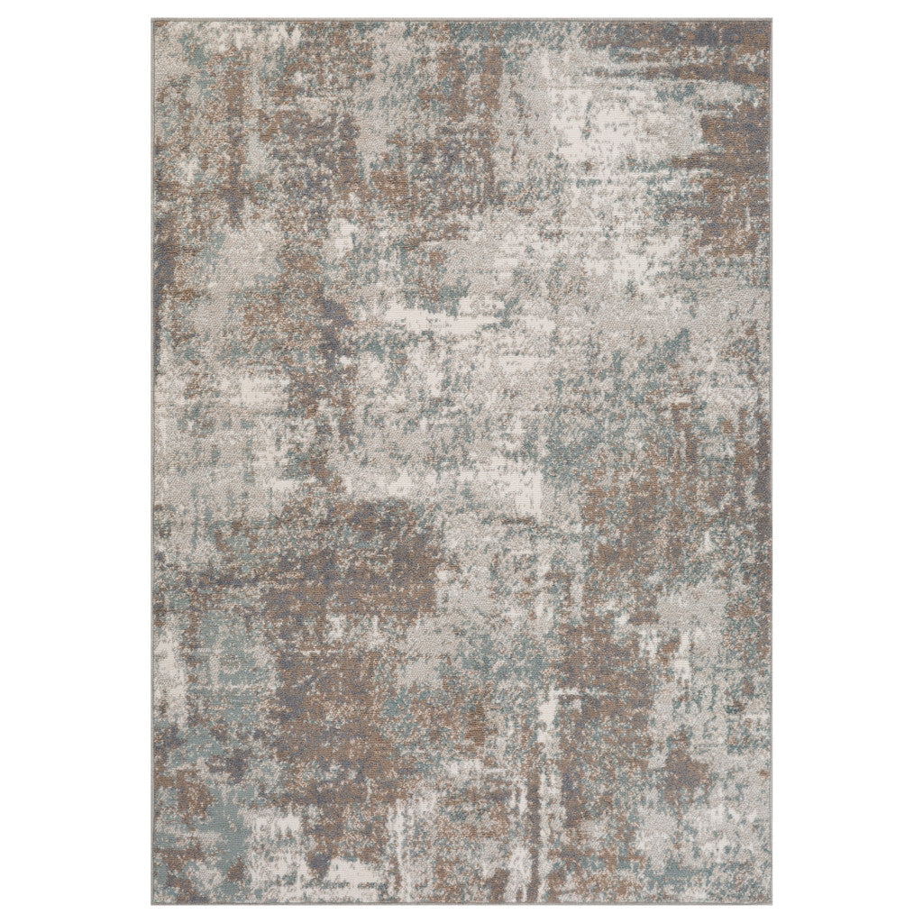 2' x 3' Brown Abstract Power Loom Area Rug