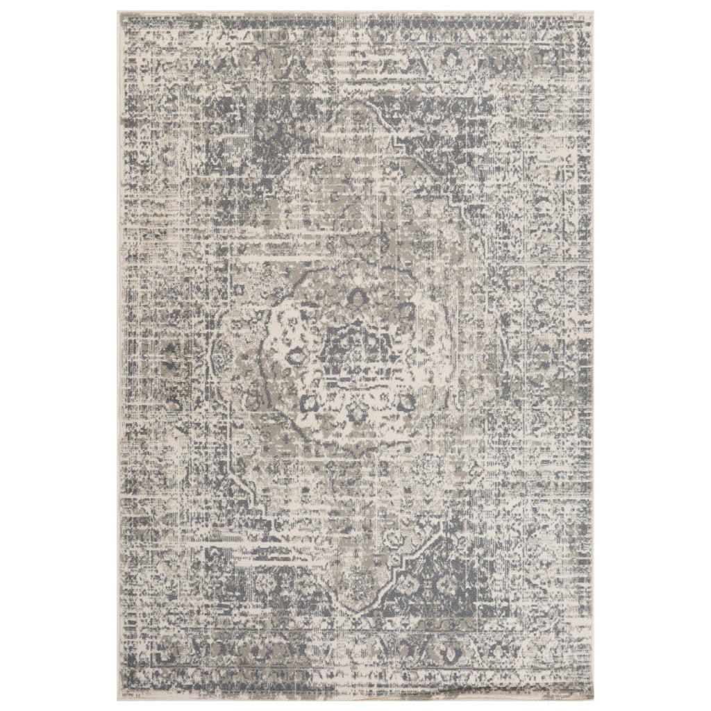 5' x 7' Gray Medallion Power Loom Area Rug