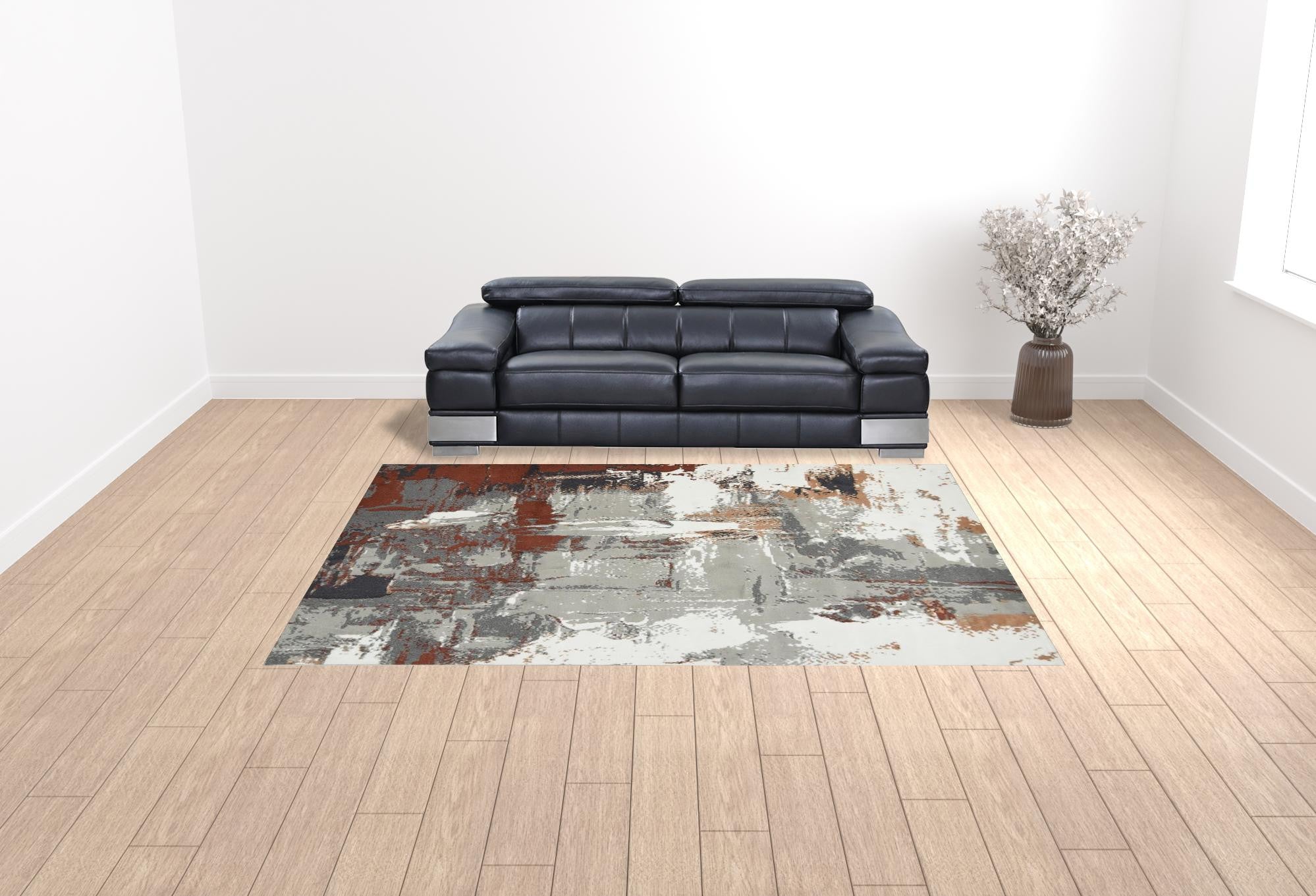 10' Rust Abstract Power Loom Runner Rug