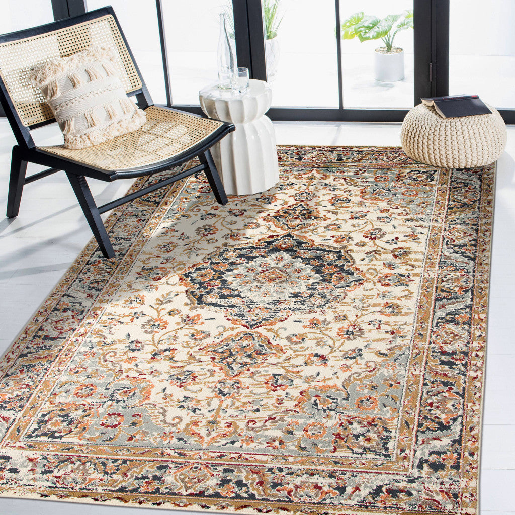 2' x 3' Ivory Medallion Power Loom Area Rug