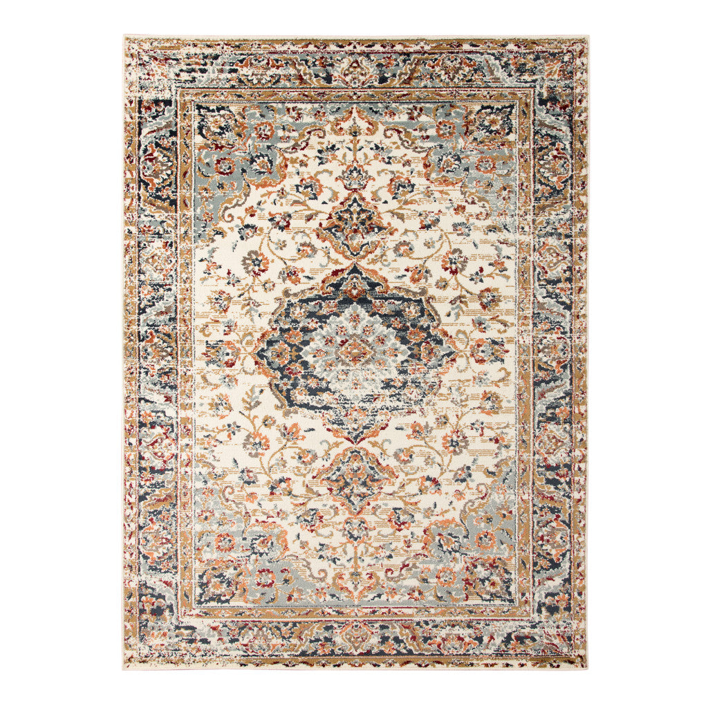 9' x 12' Ivory Medallion Power Loom Area Rug