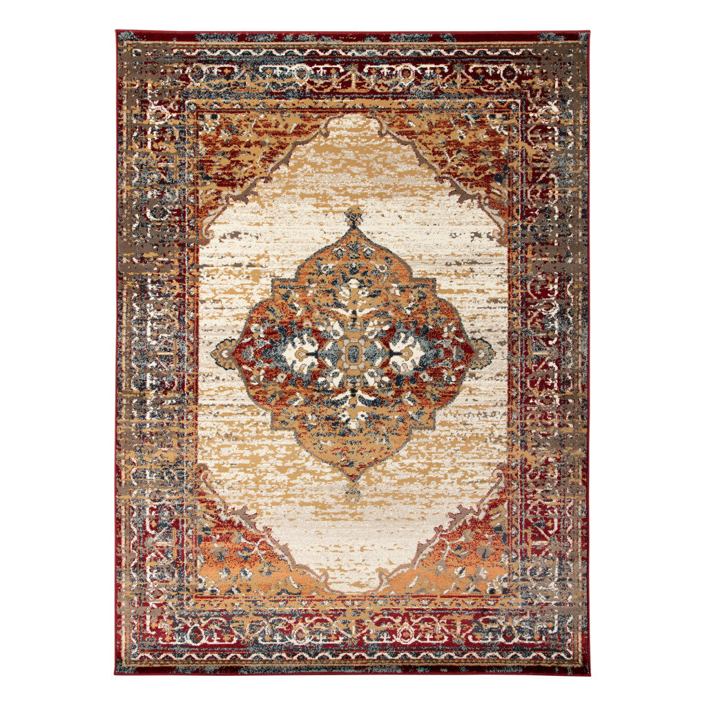 2' x 3' Red Medallion Power Loom Area Rug