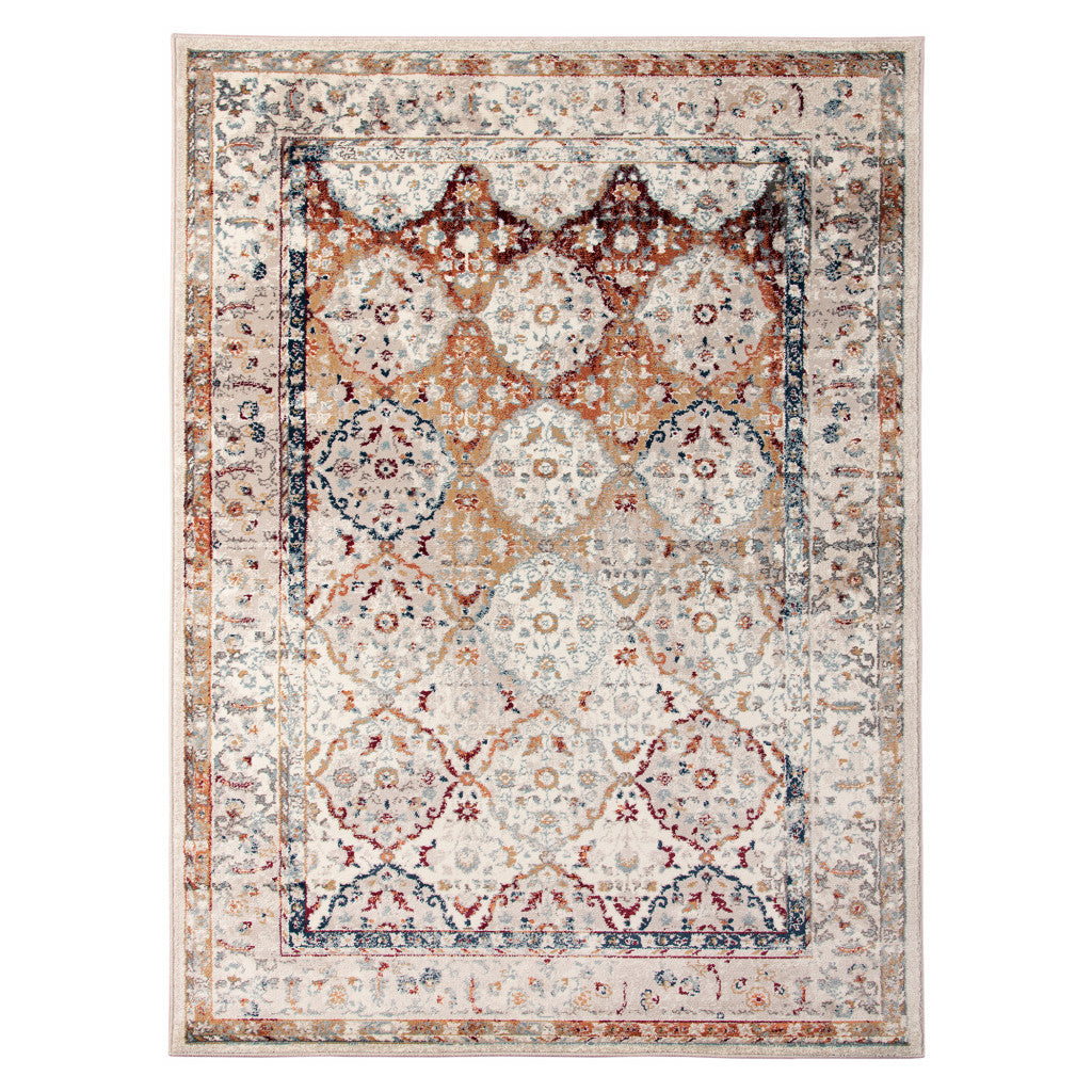 8' x 10' Beige Floral Medallion Power Loom Area Rug