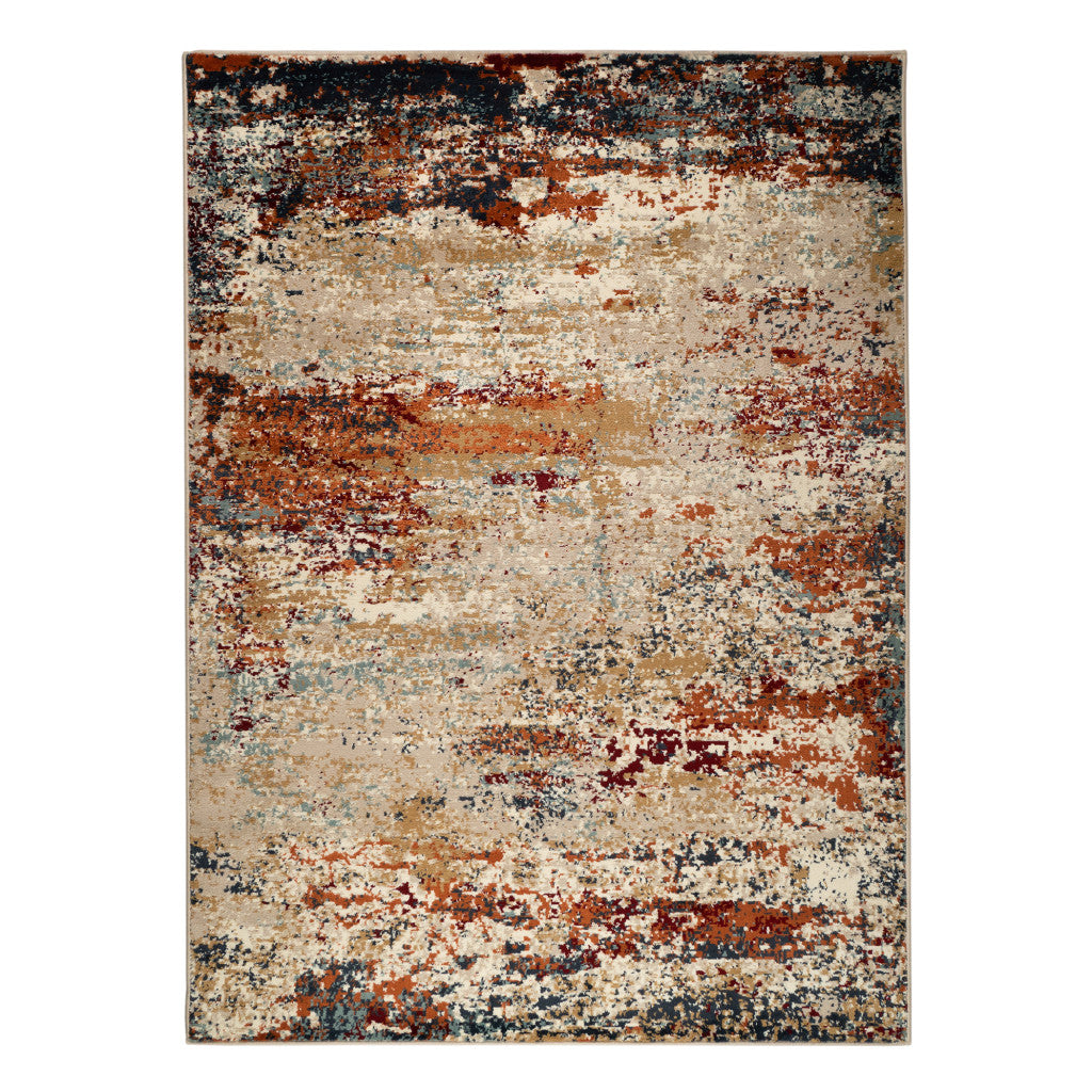 5' x 7' Orange Abstract Power Loom Area Rug