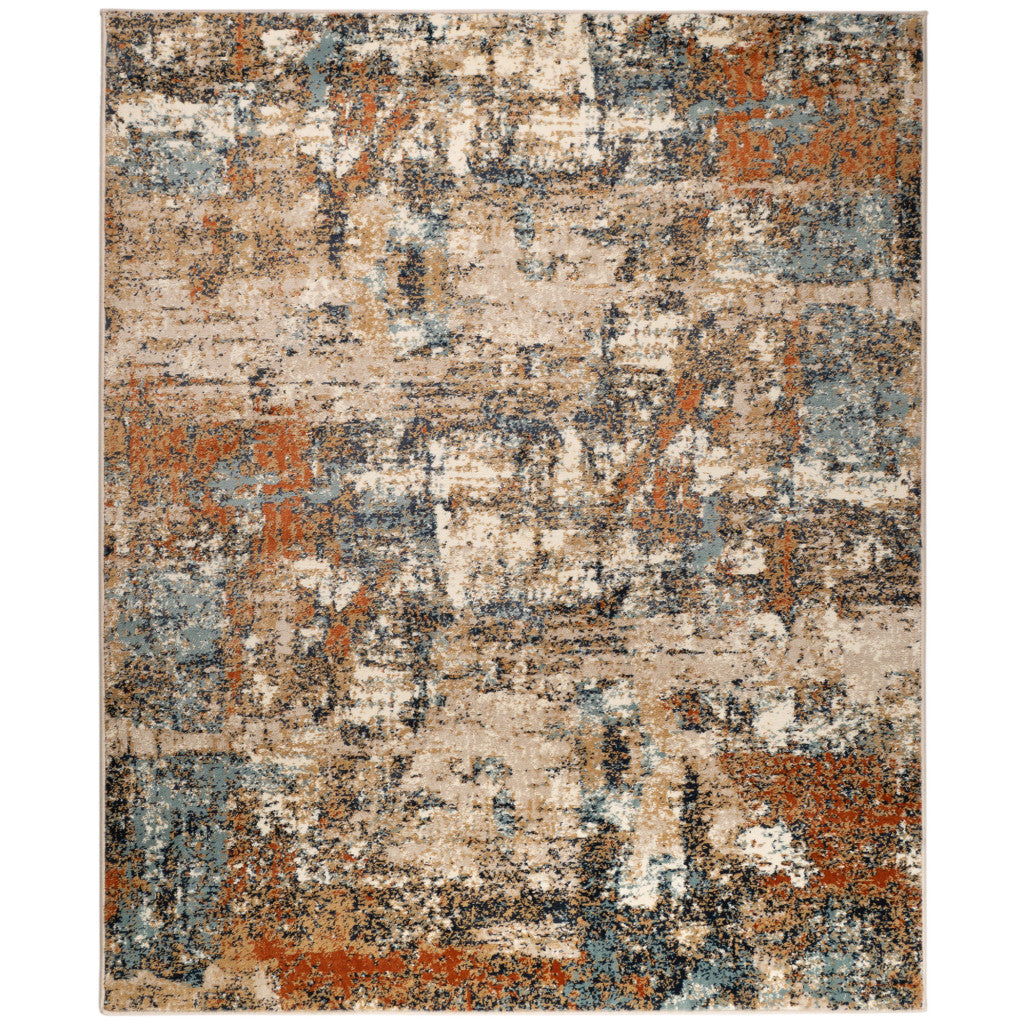 9' x 12' Orange Abstract Power Loom Area Rug