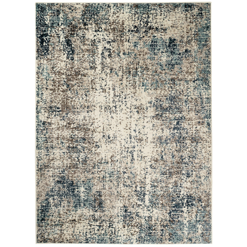 8' x 10' Blue Abstract Power Loom Area Rug