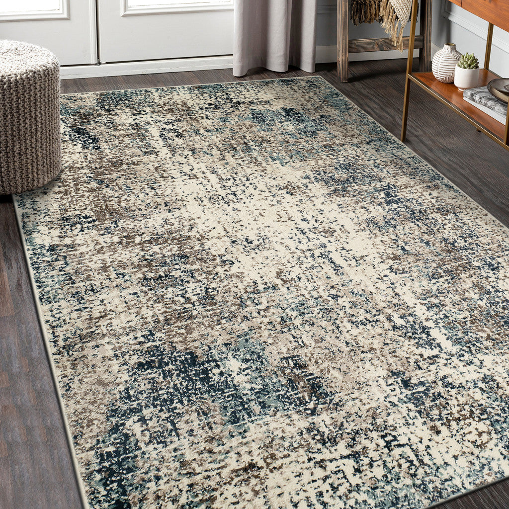 8' x 10' Blue Abstract Power Loom Area Rug