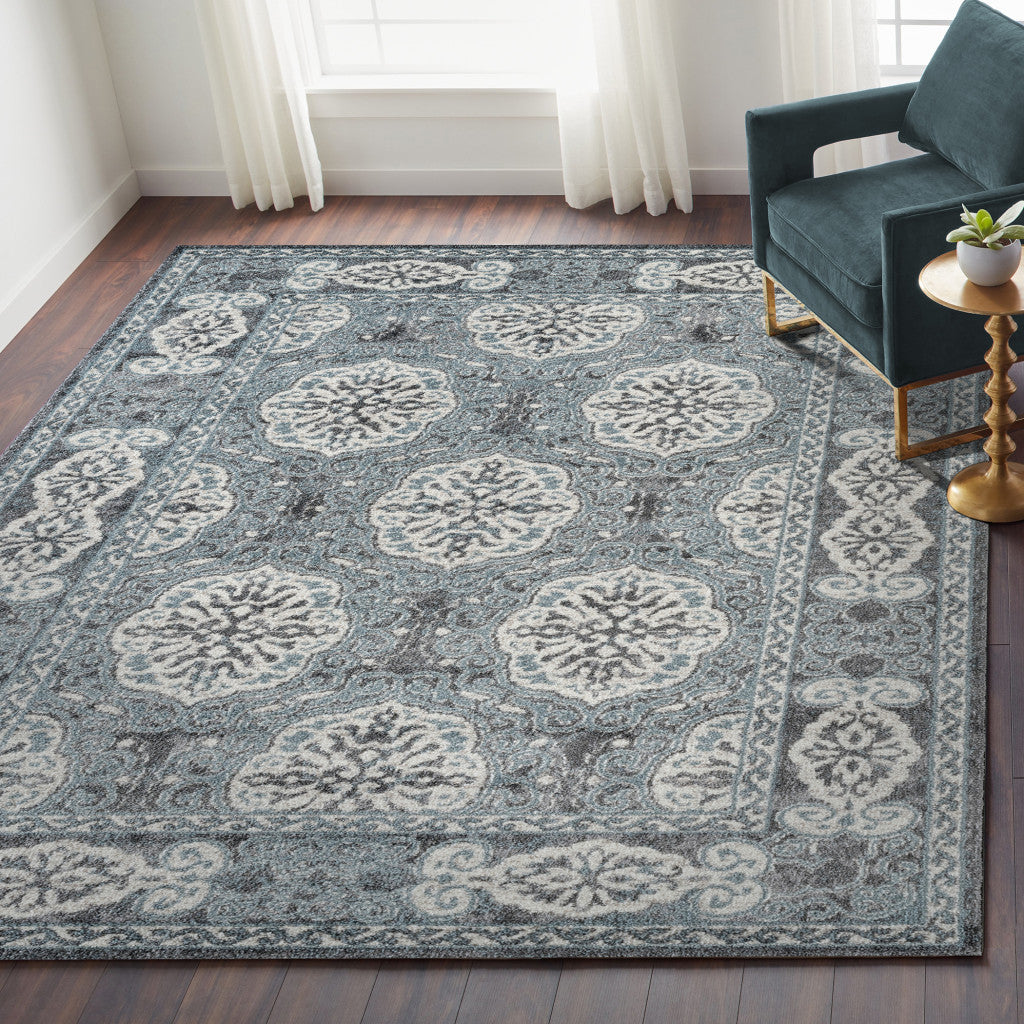 2' x 3' Blue Medallion Power Loom Area Rug