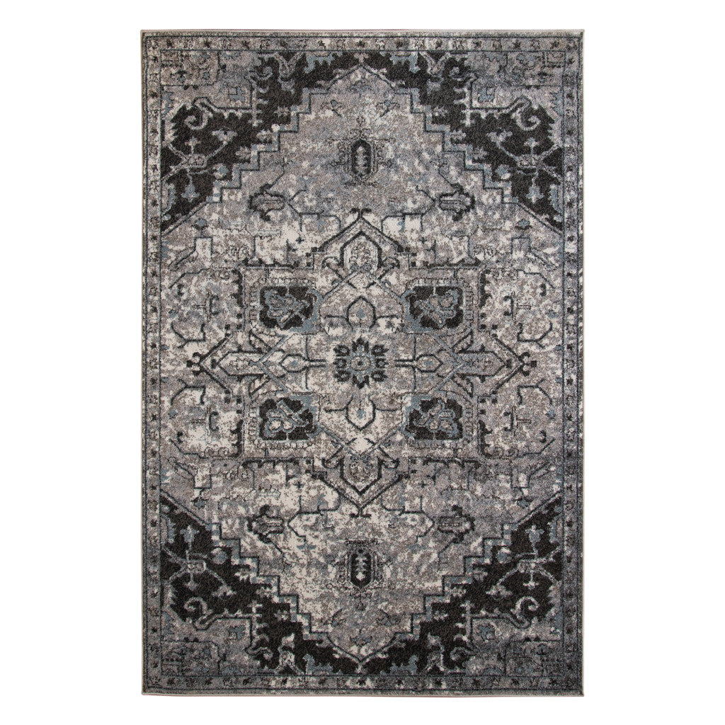 2' x 3' Gray Medallion Power Loom Area Rug