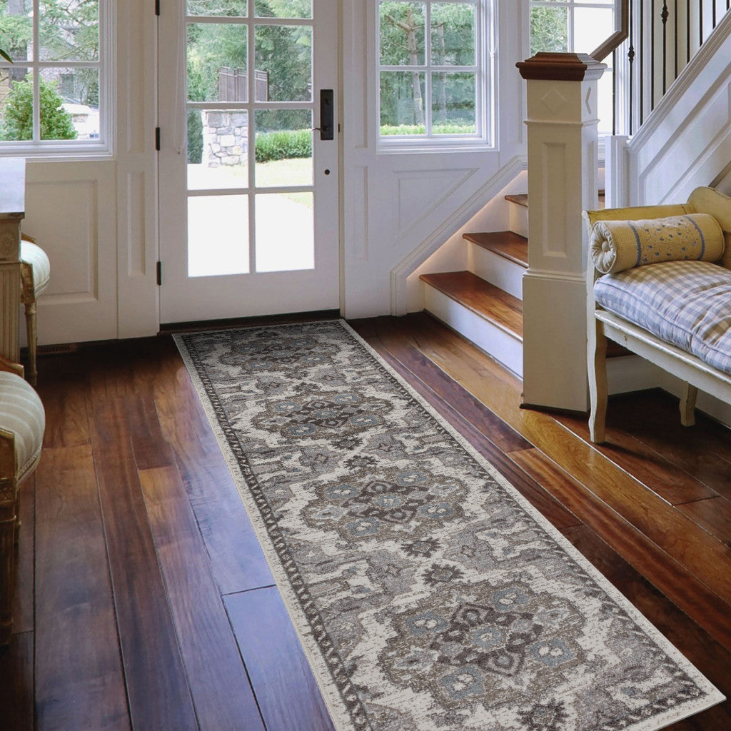 4' x 6' Taupe Medallion Power Loom Area Rug