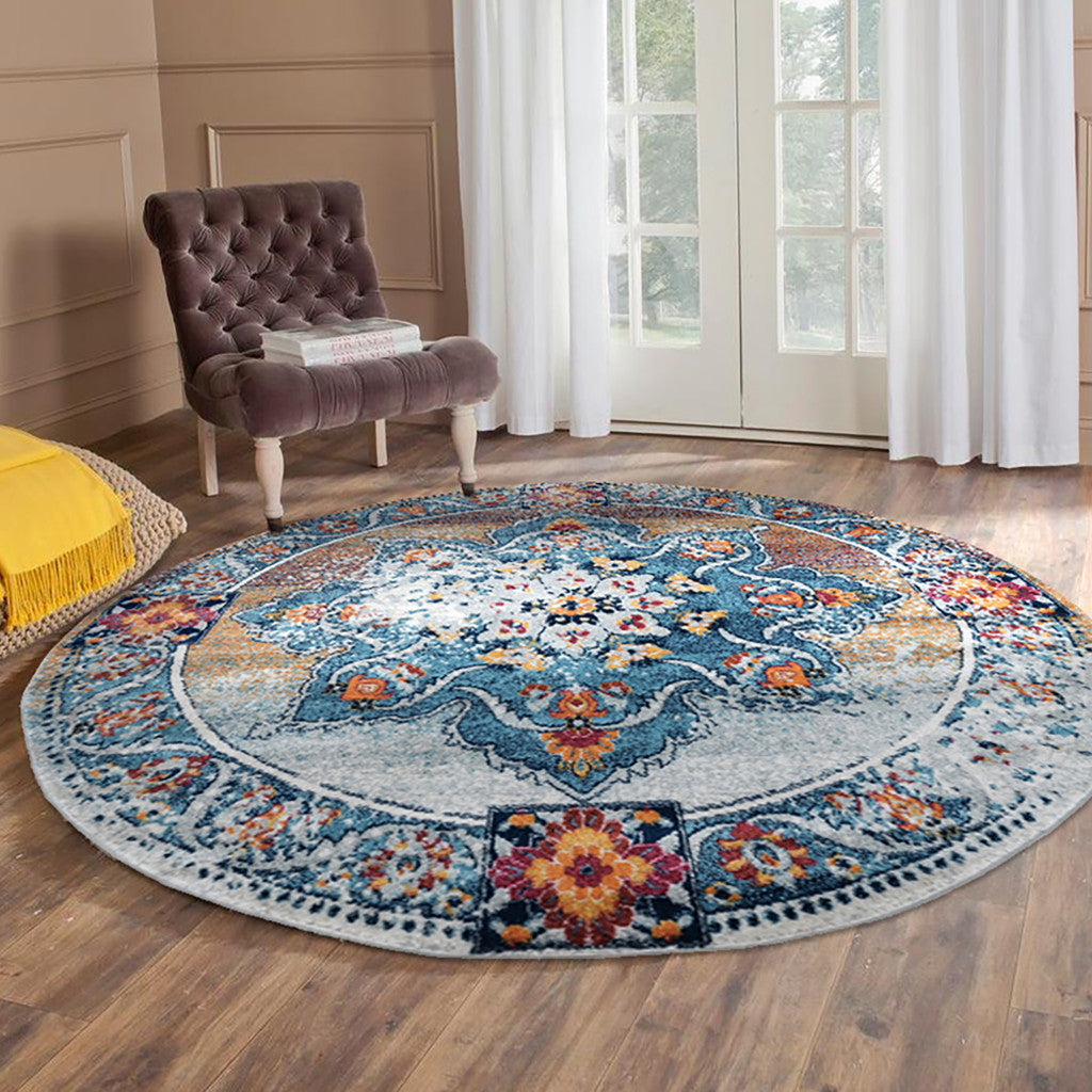 4' x 6' Orange Medallion Power Loom Area Rug