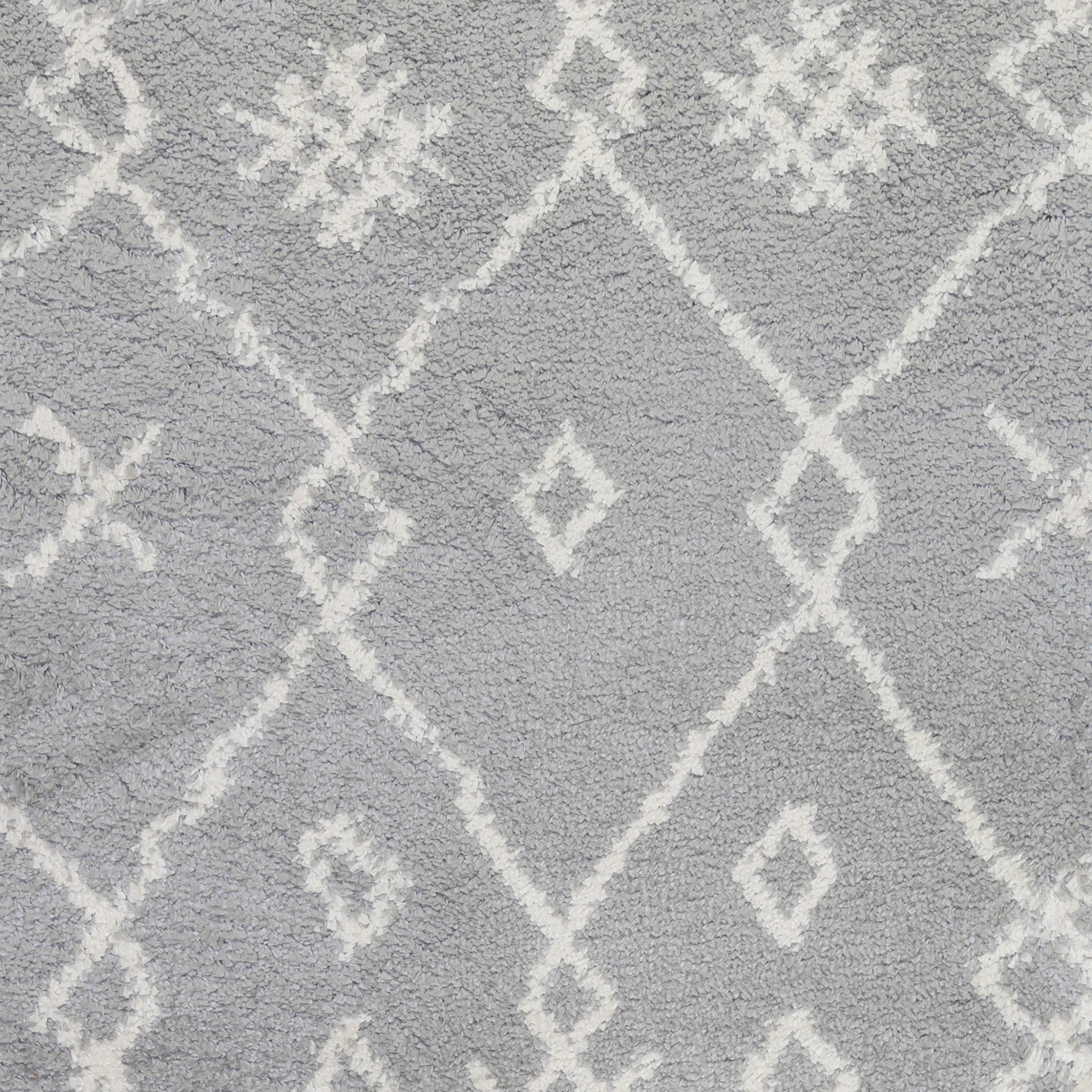 8' x 11' Gray and Ivory Geometric Shag Area Rug