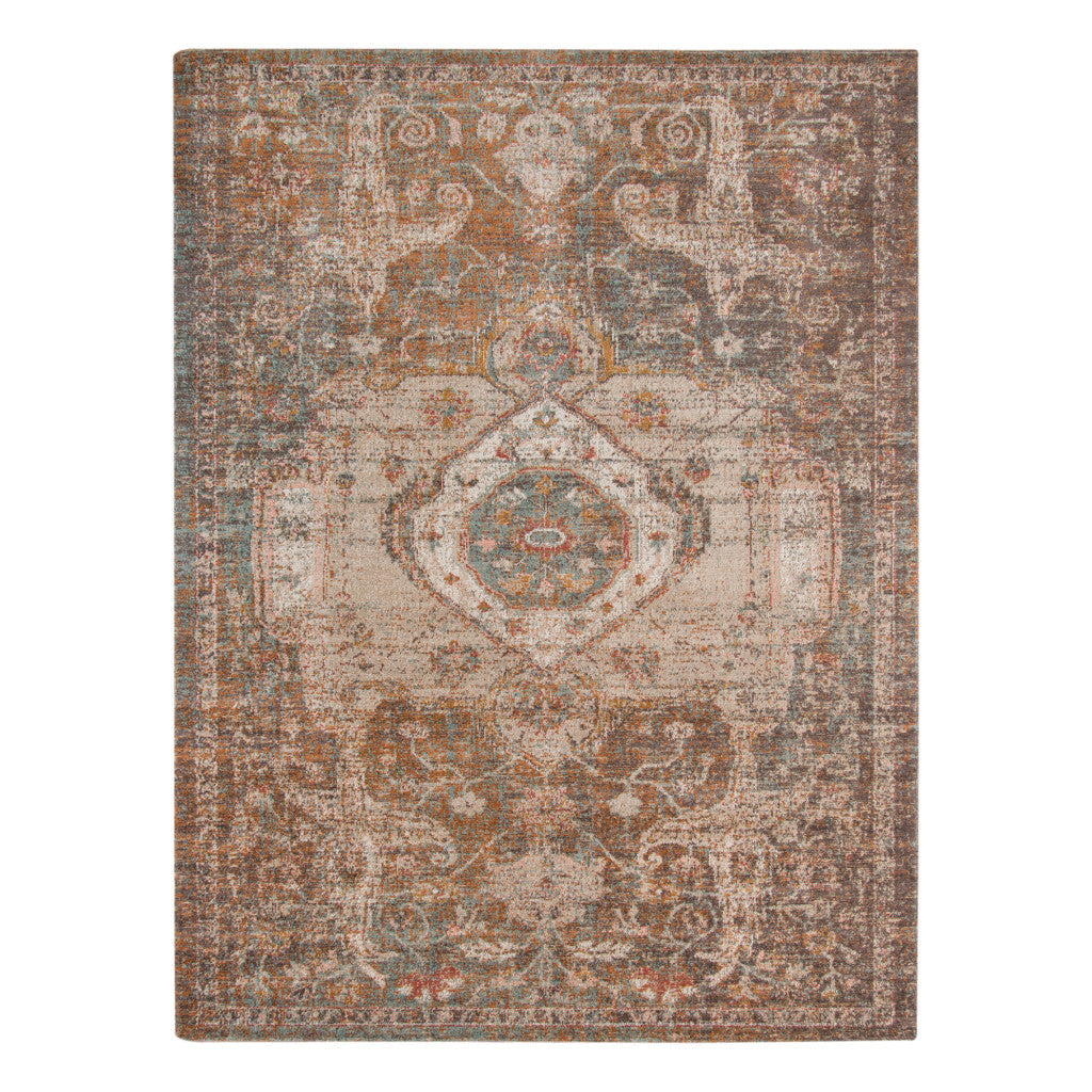 2' x 3' Taupe Medallion Power Loom Area Rug With Fringe