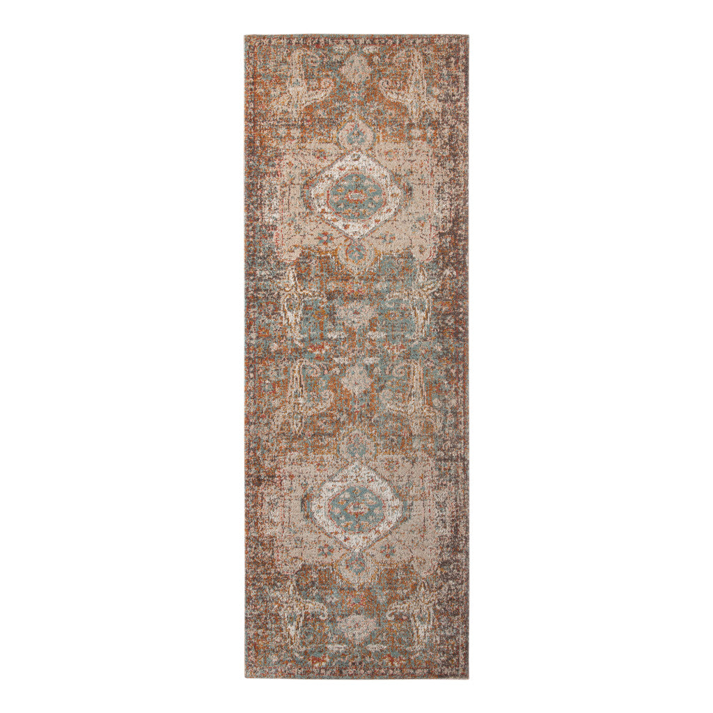 4' x 6' Taupe Medallion Power Loom Area Rug With Fringe