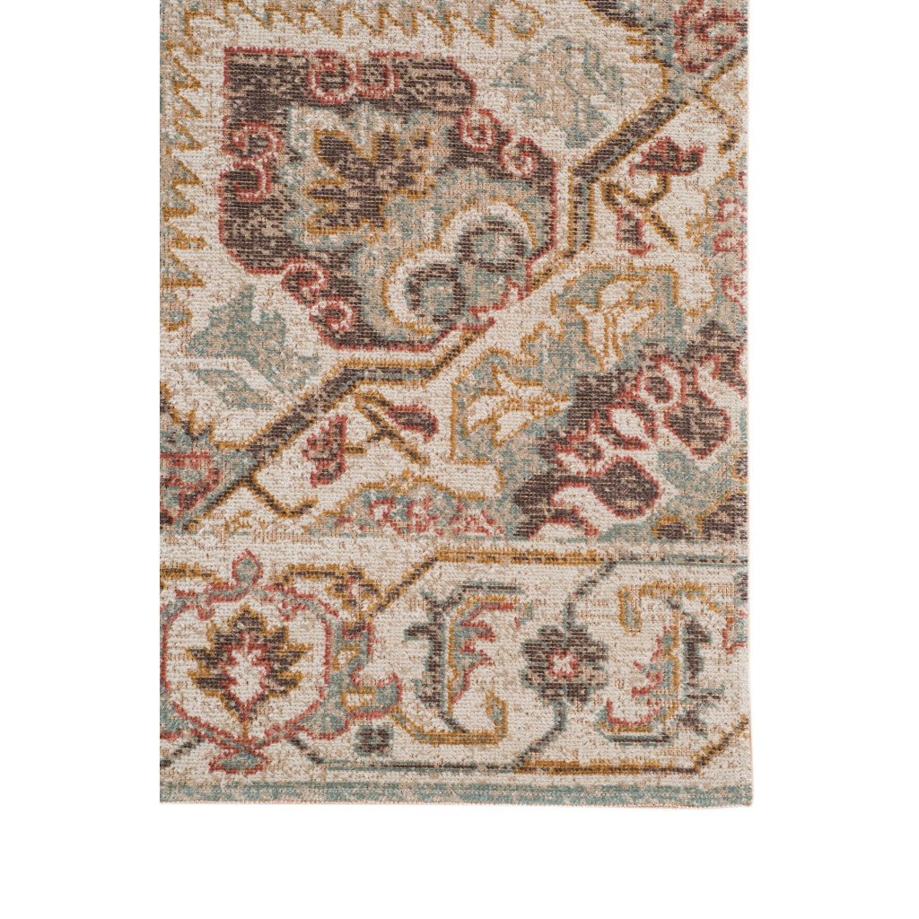 4' x 6' Beige Medallion Power Loom Area Rug With Fringe