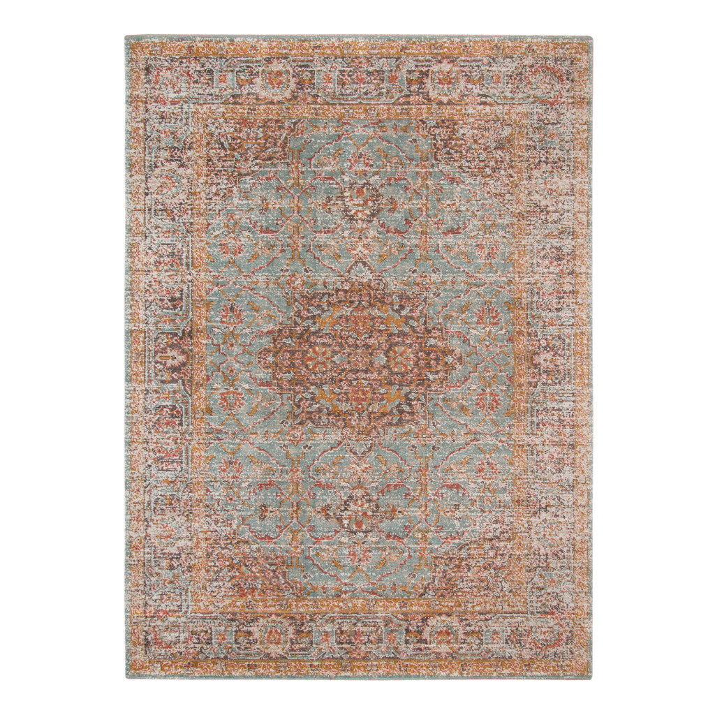 2' x 3' Sea Green Medallion Power Loom Area Rug With Fringe