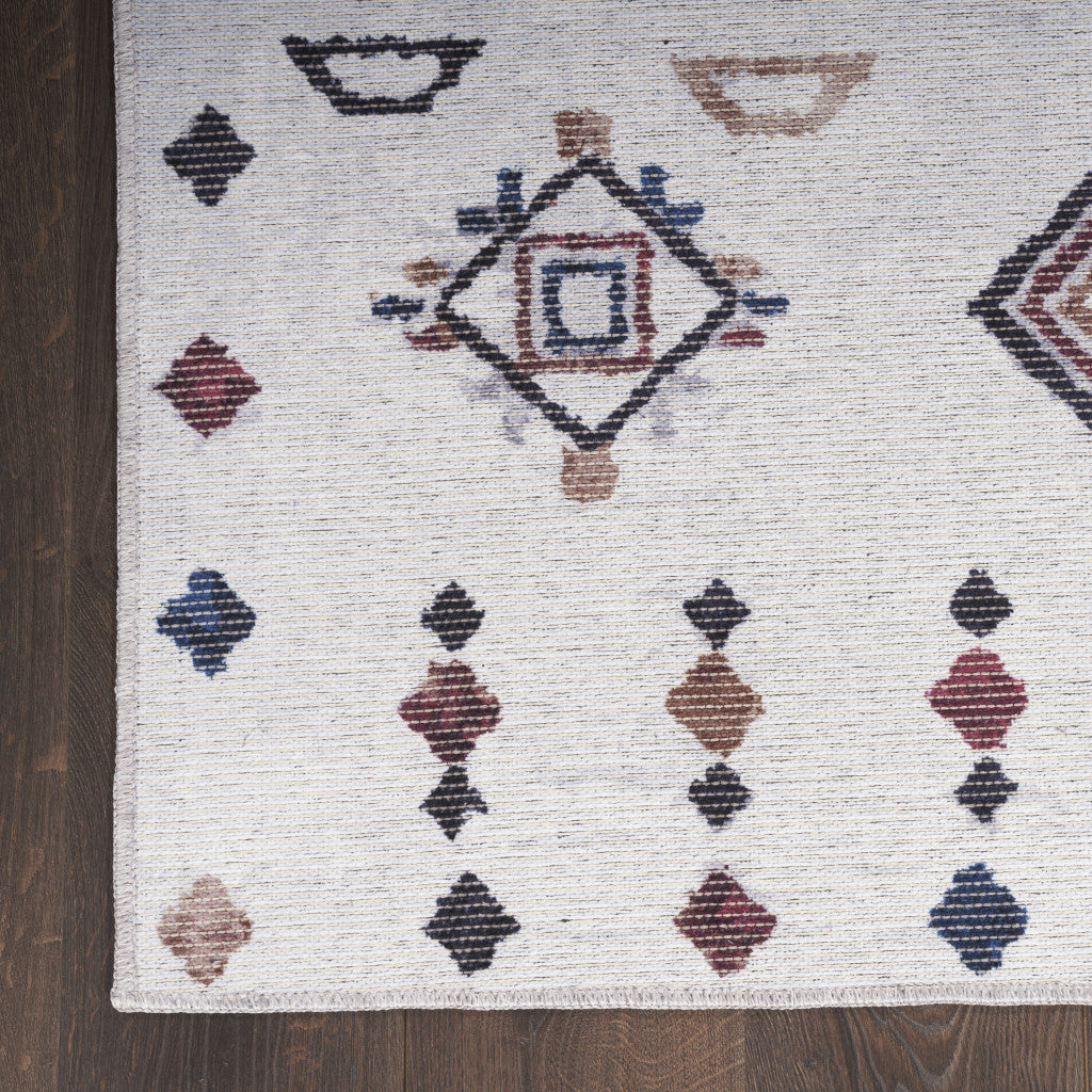 6' x 9' Gray and Brown Geometric Power Loom Washable Area Rug