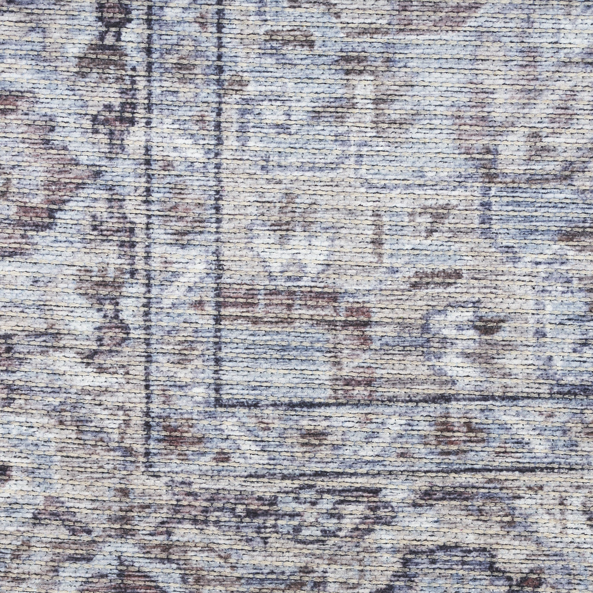 8' Beige and Ivory Floral Power Loom Distressed Washable Runner Rug