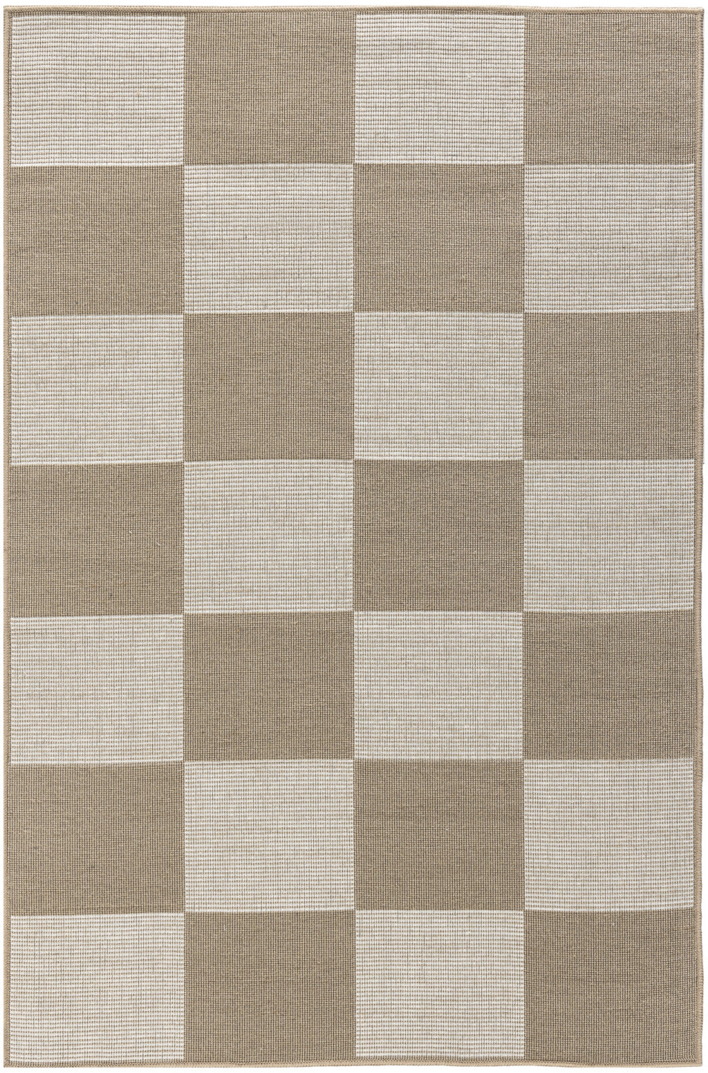 4' x 6' Natural and Ivory Geometric Power Loom Washable Non Skid Area Rug