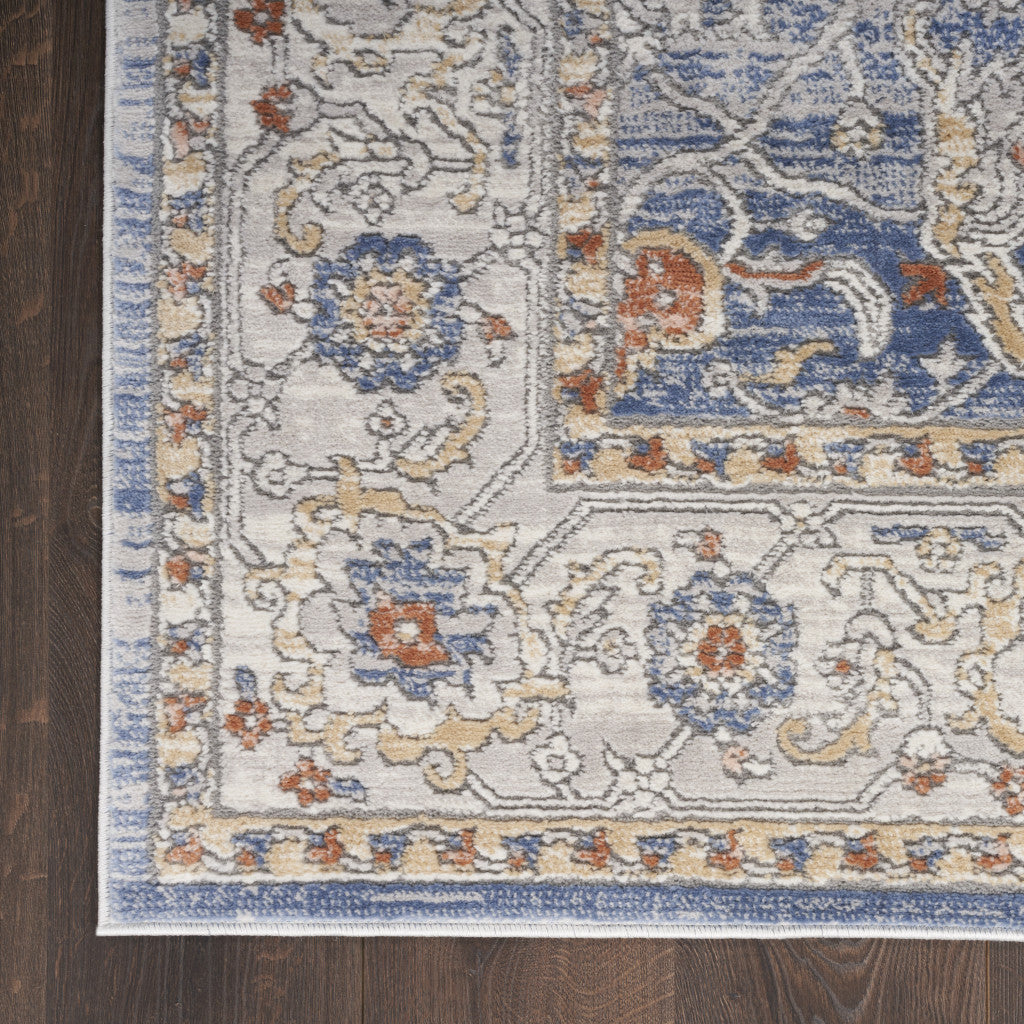 9' x 12' Blue and Gray Oriental Power Loom Area Rug