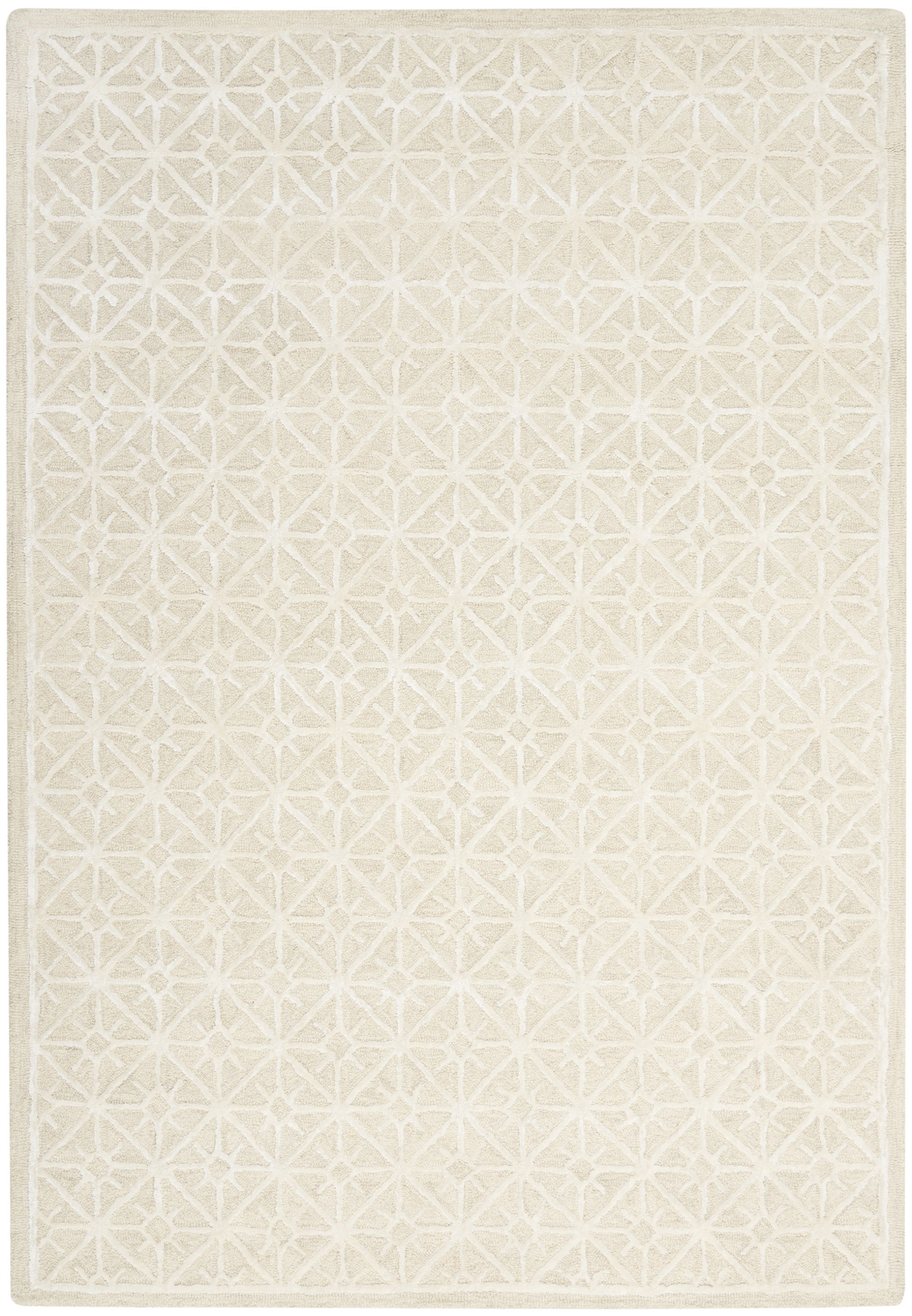 4' x 6' Ivory and Tan Geometric Hand Tufted Area Rug