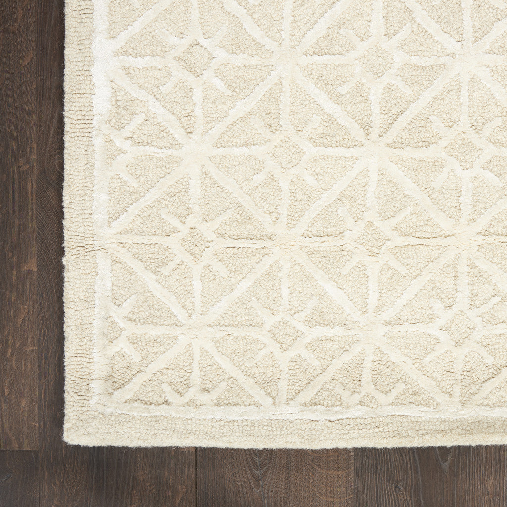 4' x 6' Ivory and Tan Geometric Hand Tufted Area Rug