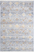 3' X 5' Blue and Ivory Oriental Power Loom Distressed Area Rug With Fringe