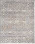 5' x 8' Gray and Ivory Oriental Power Loom Distressed Area Rug With Fringe