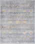 5' x 8' Blue and Ivory Oriental Power Loom Distressed Area Rug With Fringe