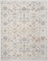 8' x 10' Ivory and Gray Oriental Power Loom Distressed Area Rug With Fringe