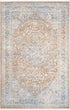 3' X 5' Brown and Blue Oriental Power Loom Distressed Area Rug