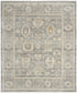 8' x 10' Beige Ivory and Gray Oriental Power Loom Distressed Area Rug With Fringe