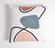 18" X 18" White and Gray Patchwork Cotton Pillow Cover With Embroidery