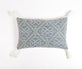 15" x 26"  Blue and White Geometric Cotton Pillow Cover With Tassels