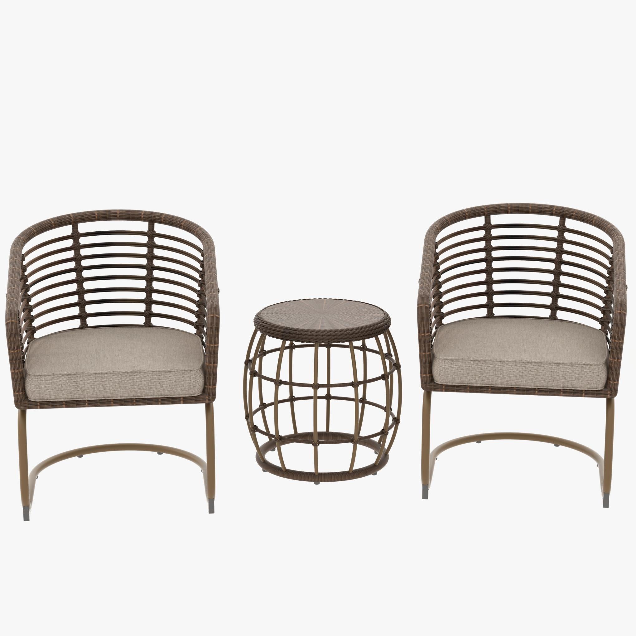 3 Piece Outdoor Rattan Sectional Sets With  Table