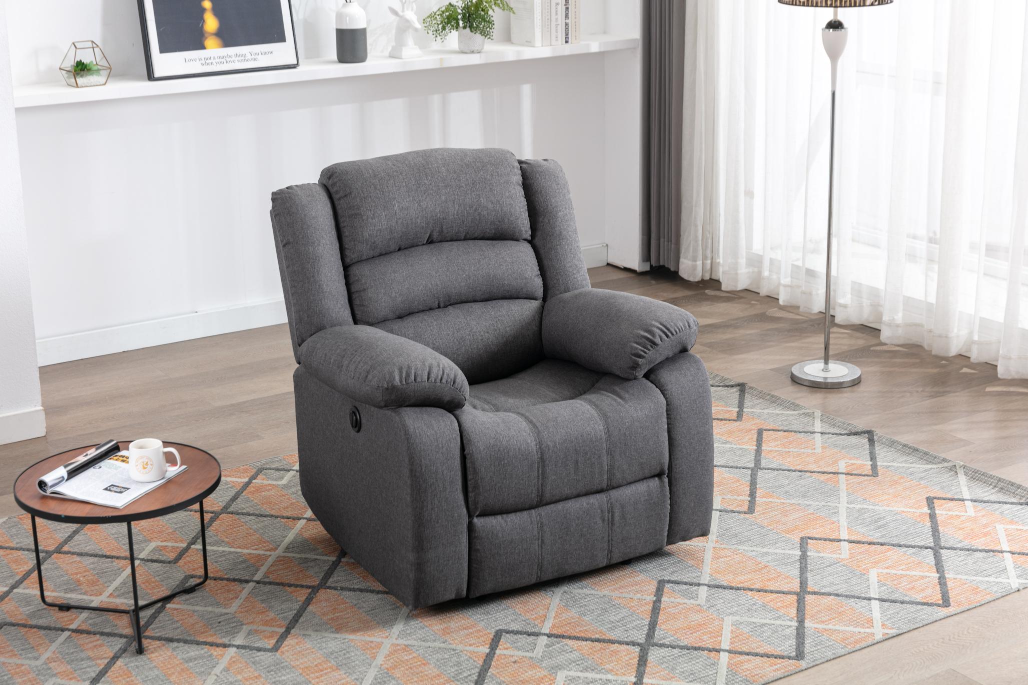 Classic Electric Recliner with Soft Cushion and Back, Small Sofa with Comfortable Armchair