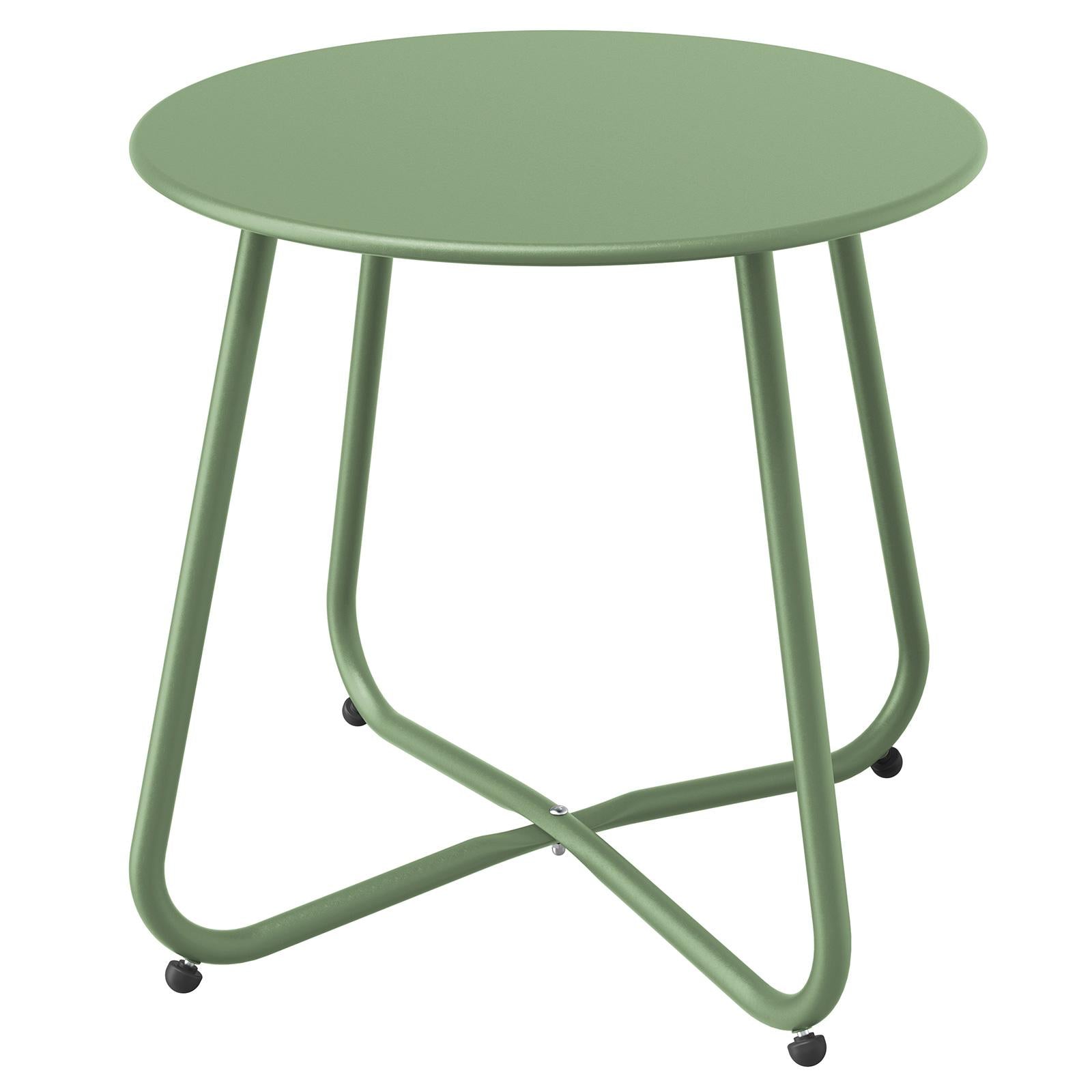 Mydepot SR Steel Patio Side Table, Weather Resistant Outdoor Round End Table