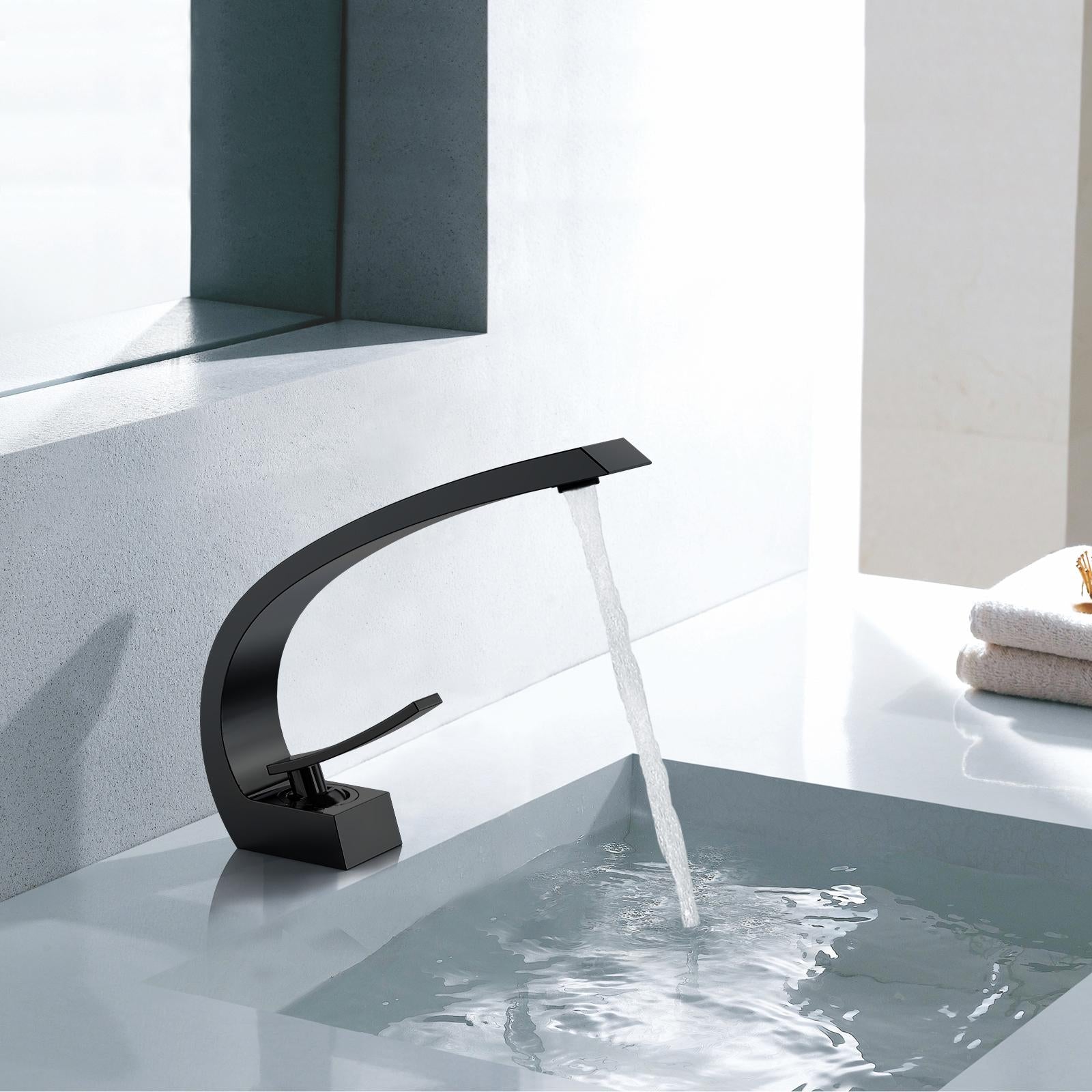Bathroom Sink Faucet with Pull Out Sprayer, Single Hole Utility Bar Sink Faucet, Single Handle Lavatory RV Sink Faucets